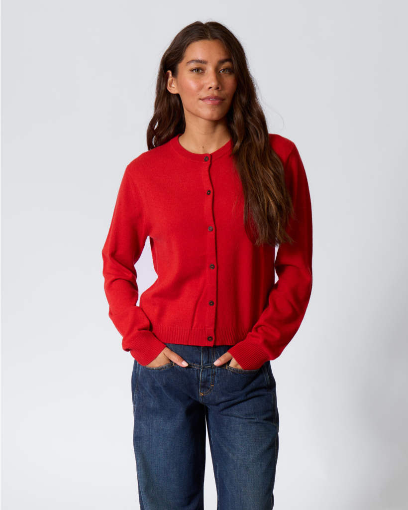 Wool/Cashmere Blend Cardigan Cinnabar Red