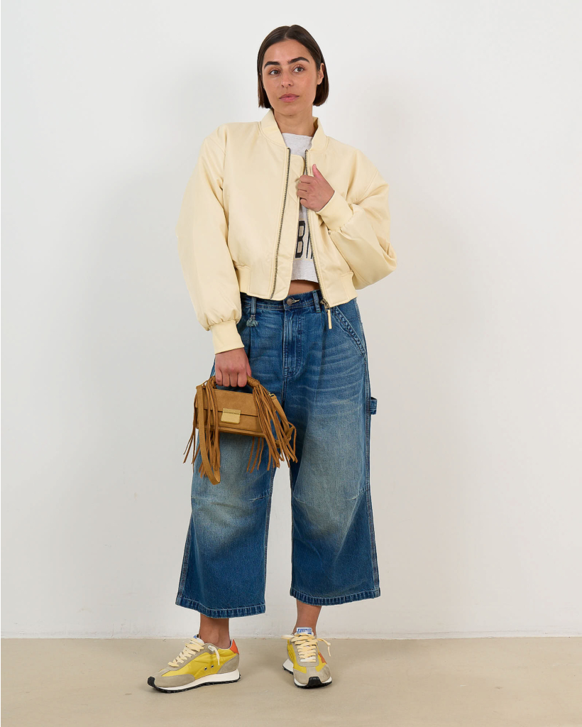 Cropped Leon Bomber in Butter Yellow