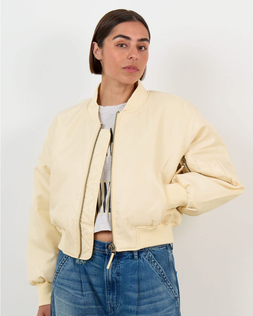 Cropped Leon Bomber in Butter Yellow
