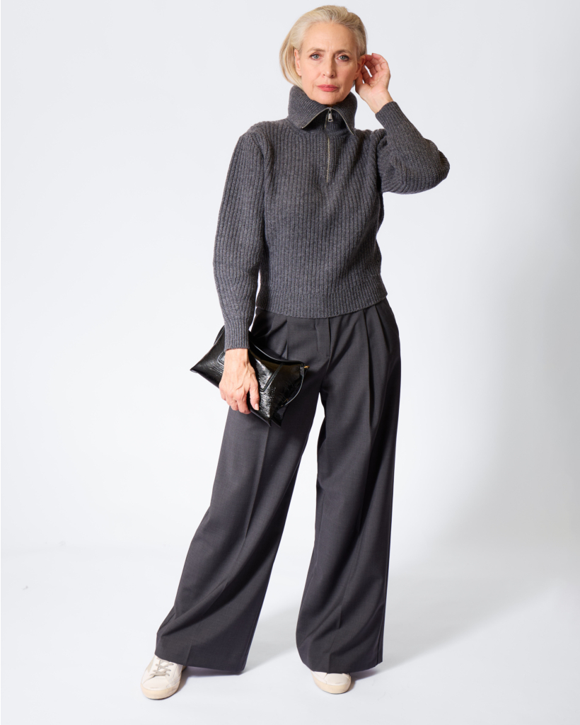 wkdlaser Wool Half-Zip Knit Dark Grey