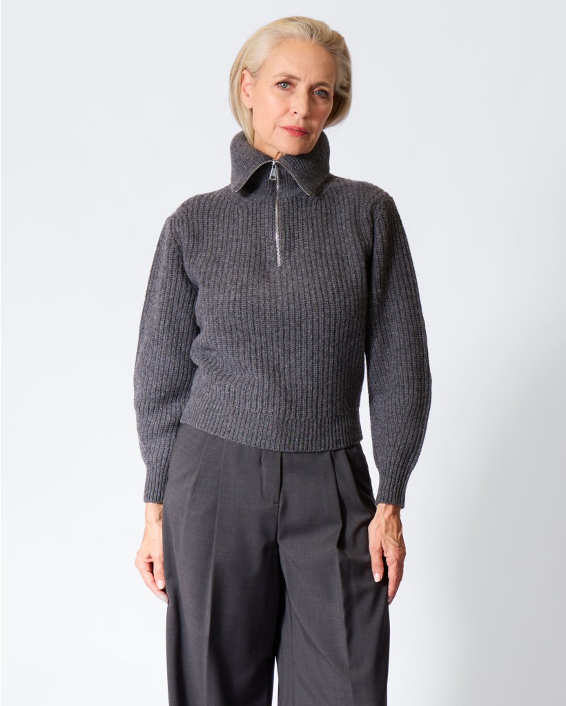 wkdlaser Wool Half-Zip Knit Dark Grey