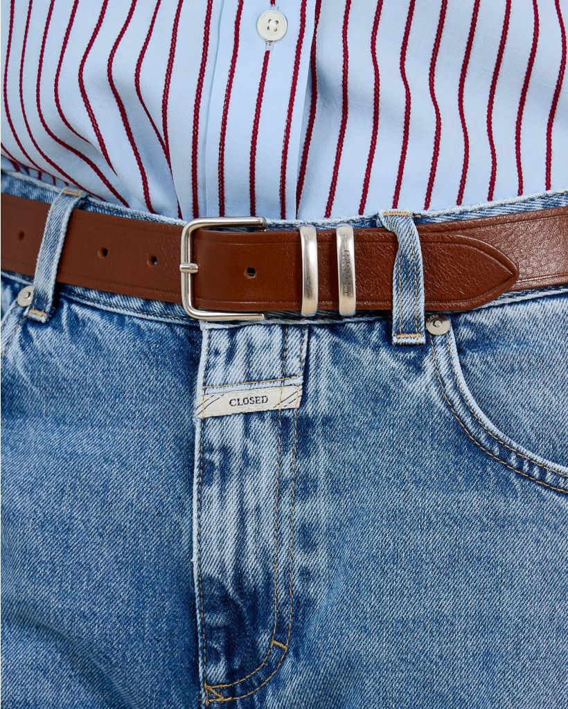 Leren Riem Bruin/Zilver 