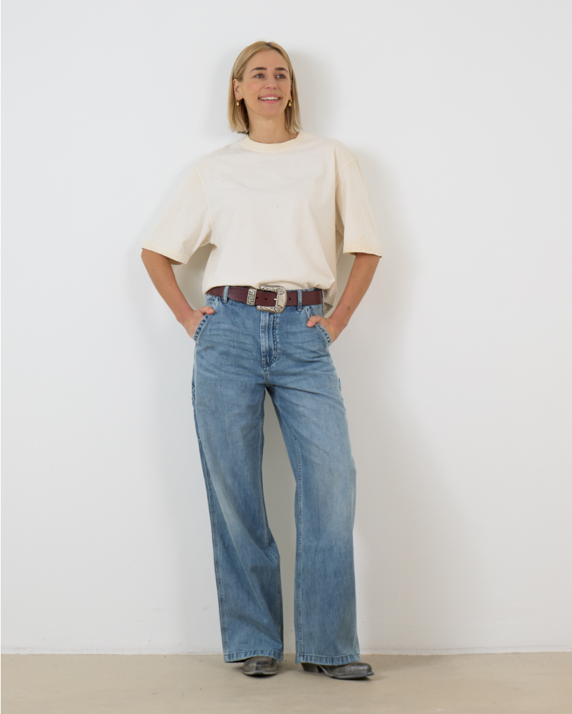 Leather Belt with Silver Buckle, Burgundy