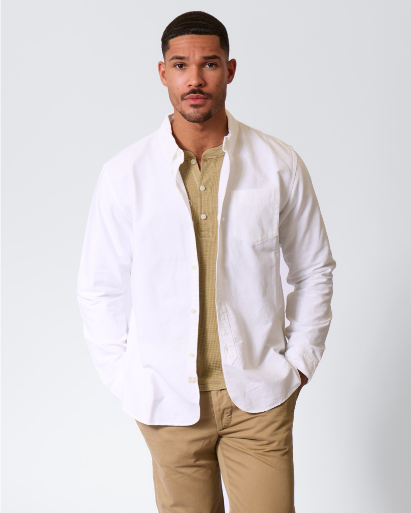 Oxford Work Shirt with Selvedge Details - White