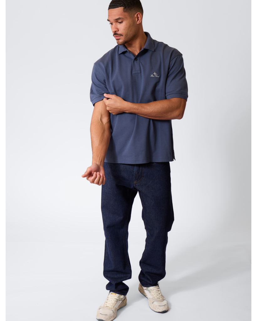 2200002 Polo with Embroidered Logo Slate Blue