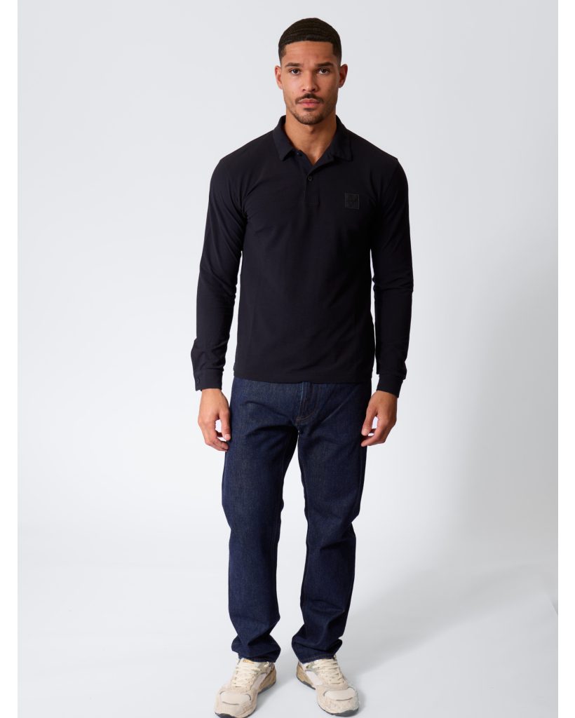 2200005 Long Sleeve Polo with Patch, Navy
