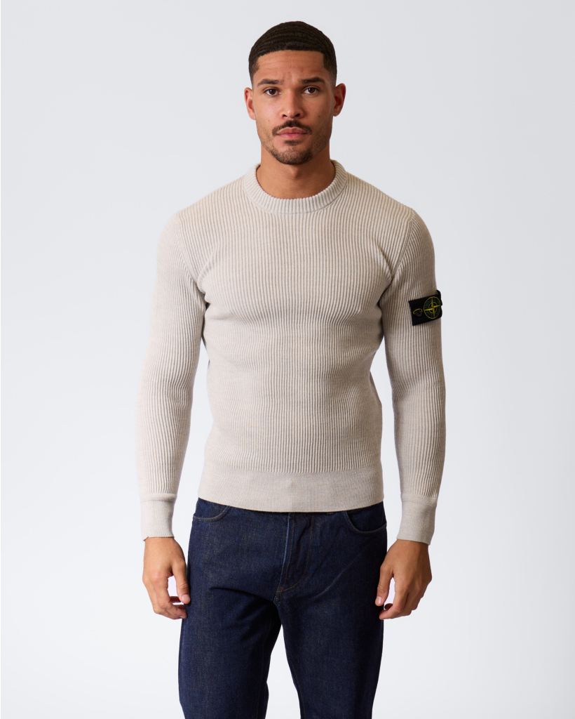 5100053 Ribbed Crewneck Jumper Light Grey Melange