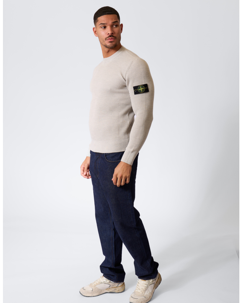 5100053 Ribbed Crewneck Jumper Light Grey Melange