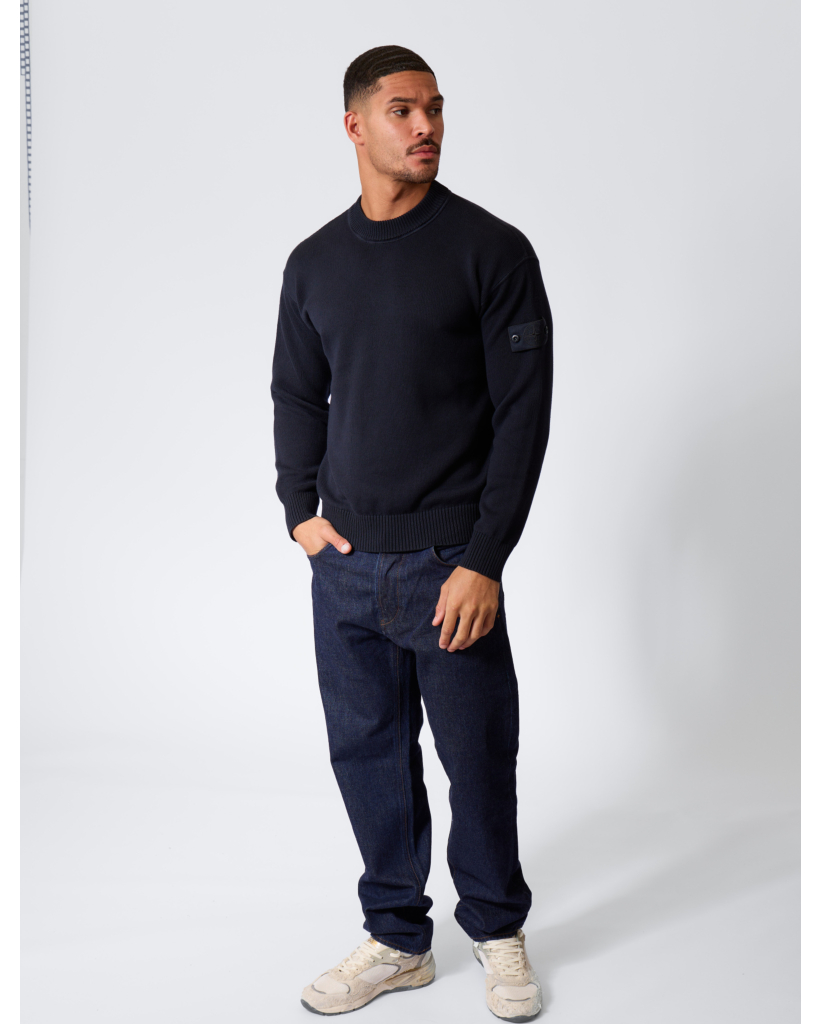 5100063 Navy Crewneck Sweater with Cashmere
