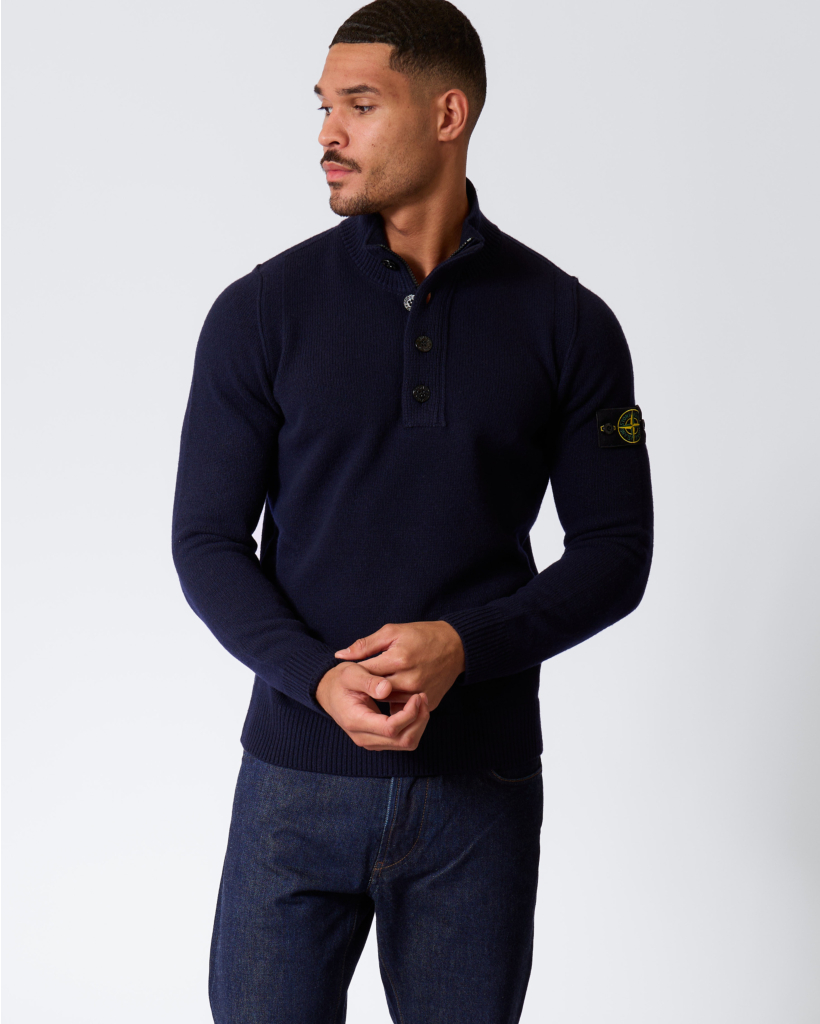 5100040 Half-zip Woollen Jumper Grey Navy