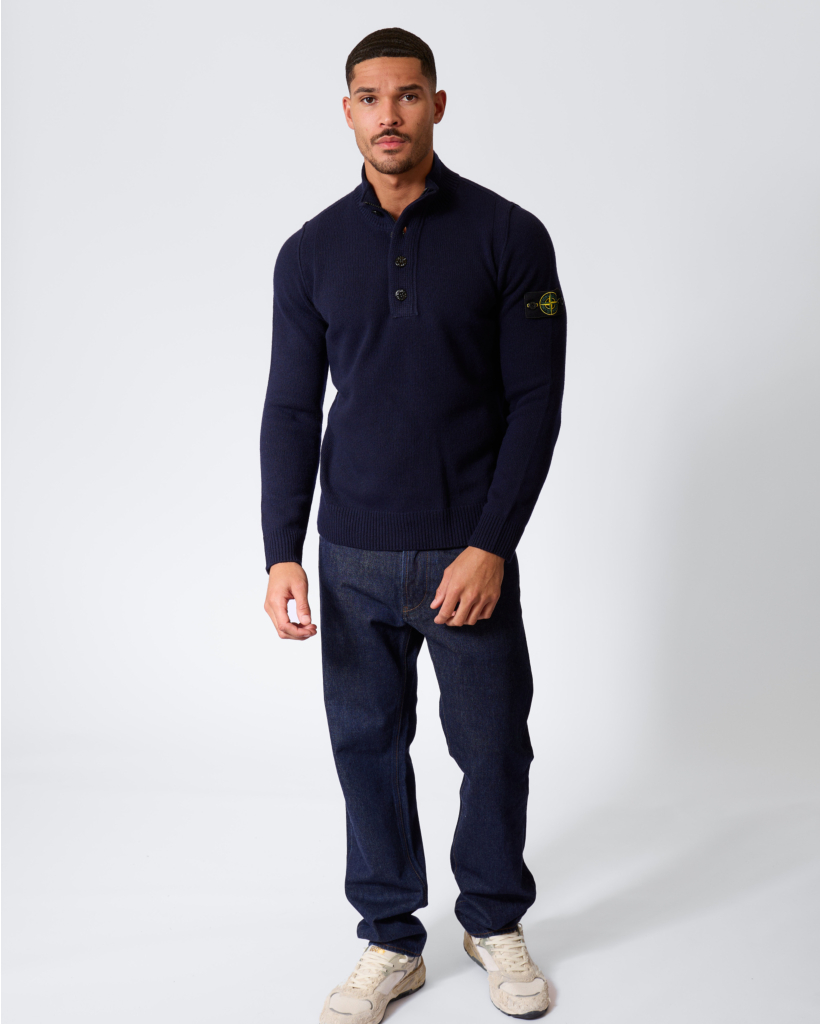 5100040 Half-zip Woollen Jumper Grey Navy