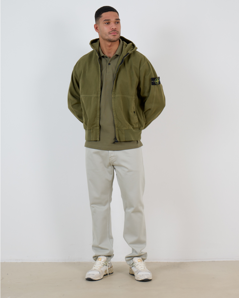 6100068 Oversized Jacket with Zipper and Hood Military Green