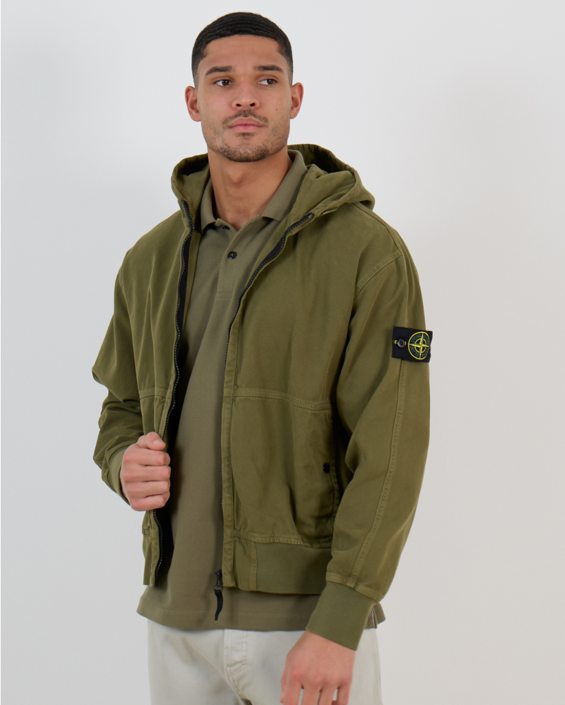 6100068 Oversized Jacket with Zipper and Hood Military Green