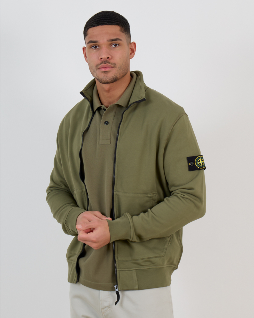 6100063 Track Jacket Cotton Fleece Military Green
