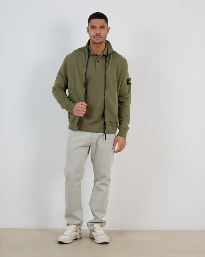 6100063 Track Jacket Cotton Fleece Military Green