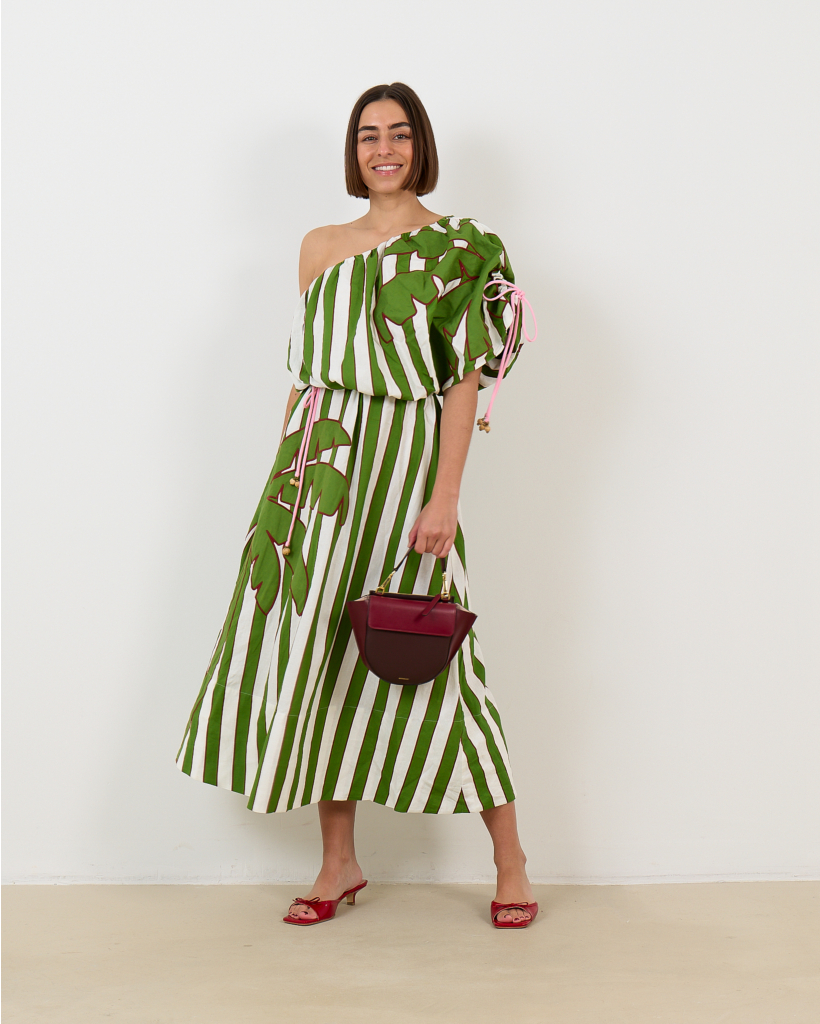 Off-White One-Shoulder Midi Dress