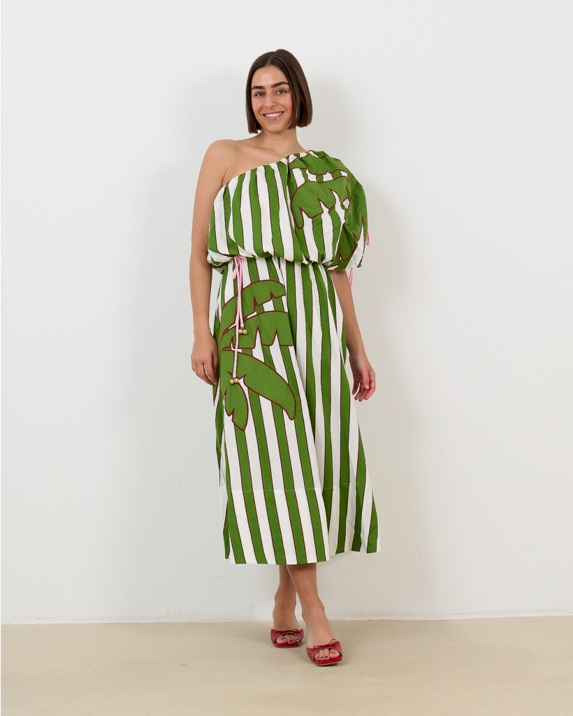 Off-White One-Shoulder Midi Dress