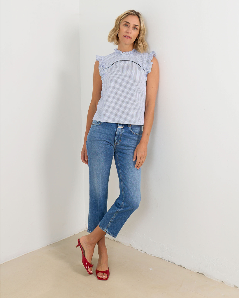 Milo Cropped Straight Leg Jeans Blue