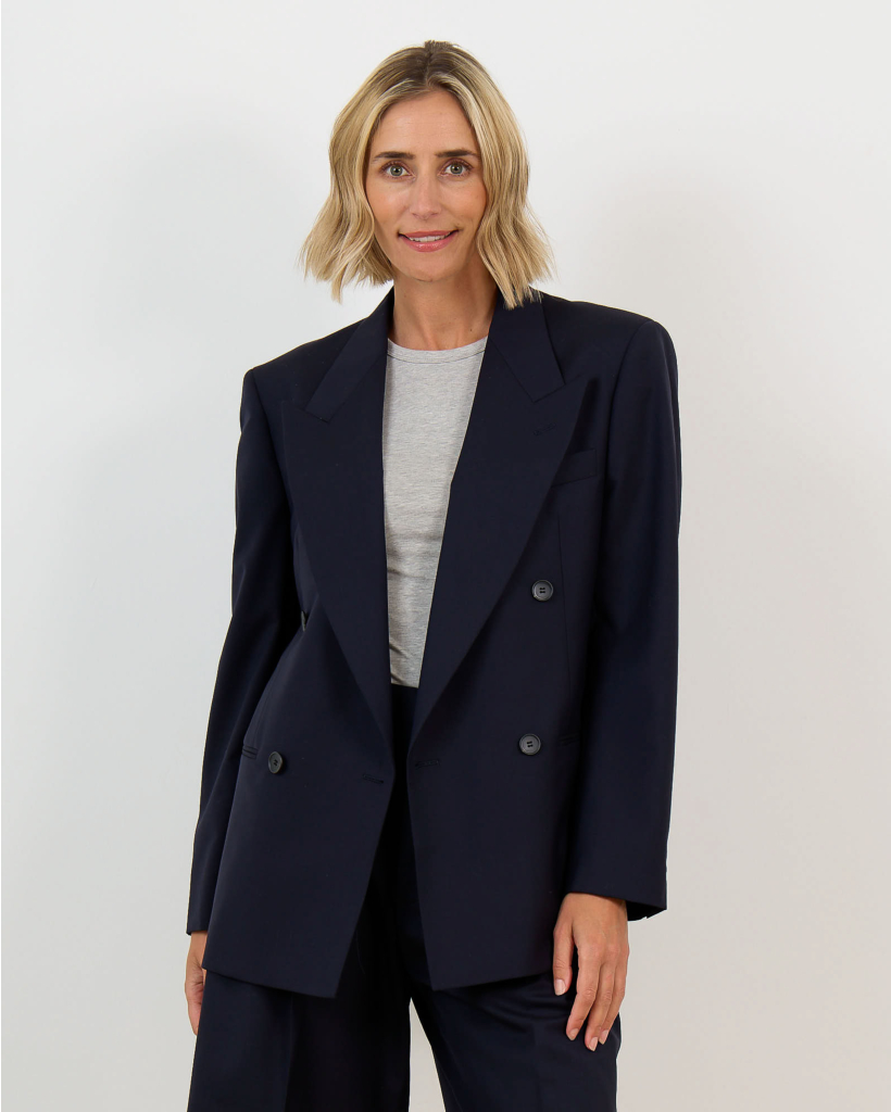 Dark Navy Double-Breasted Blazer
