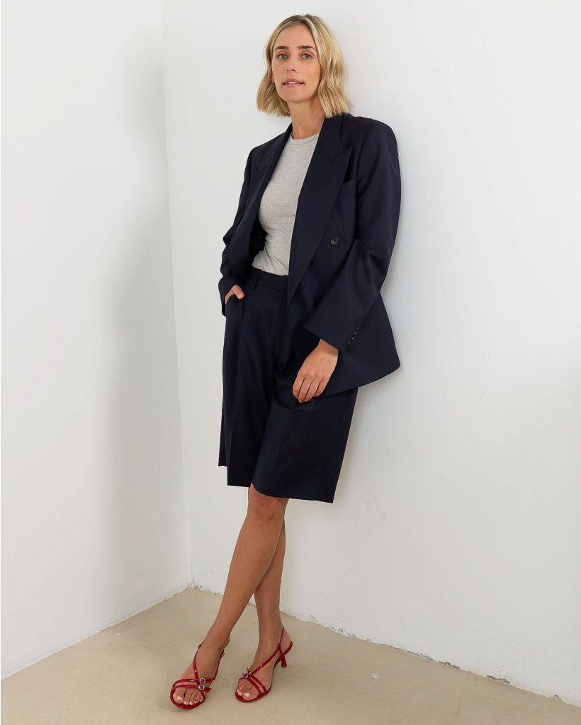Dark Navy Double-Breasted Blazer