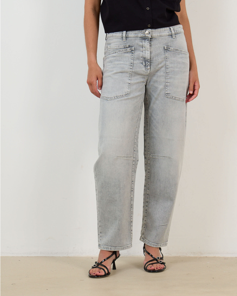 Ocean Washed Barrel Jeans Grey