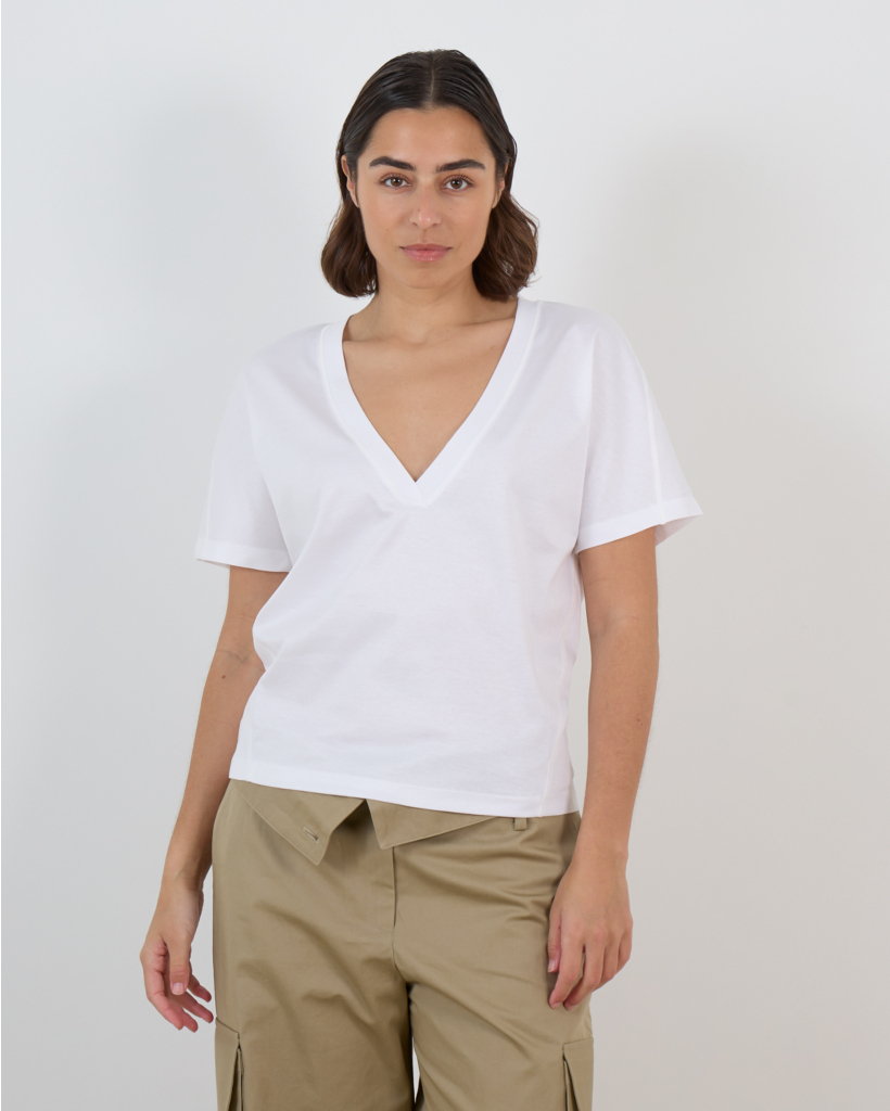 Celiane Fitted V-Neck T-shirt White