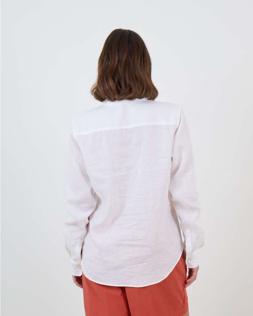 White Linen Long-Sleeve Blouse