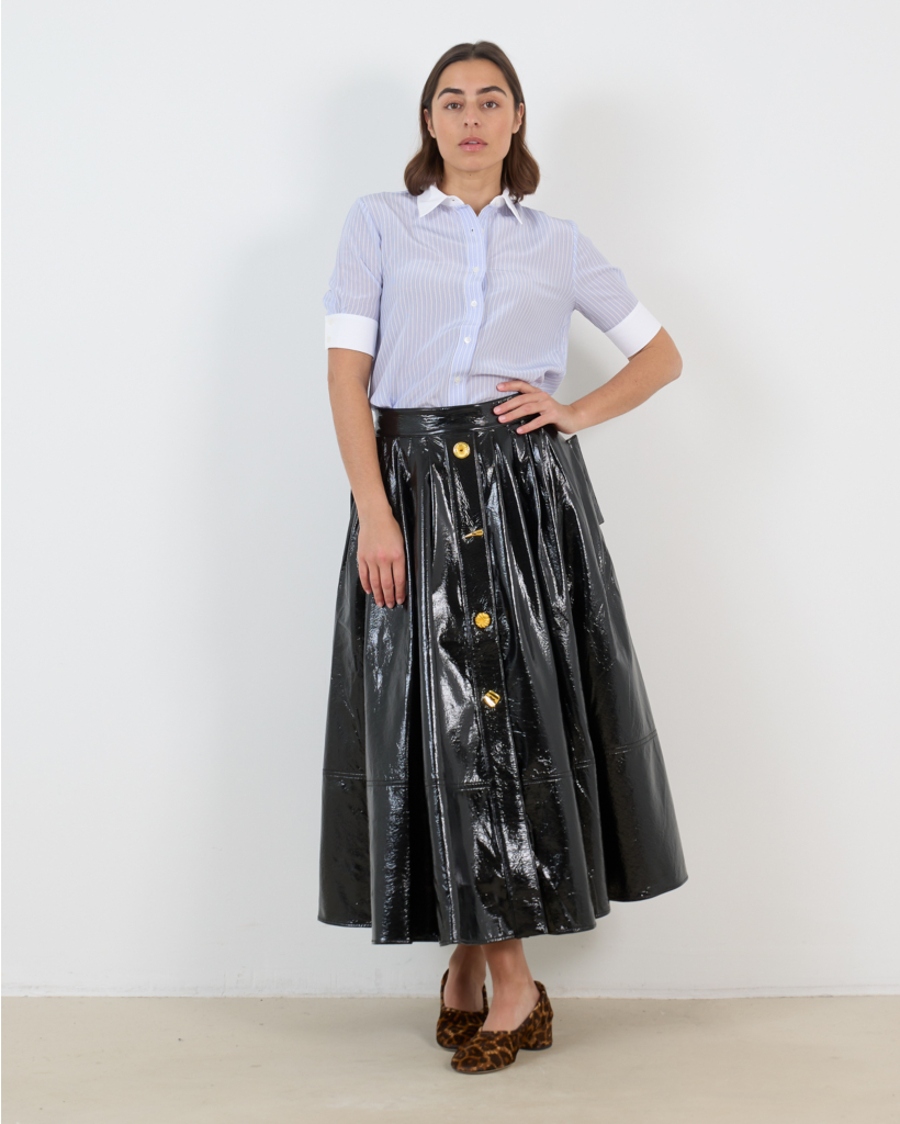 Brooklyn Blouse Short Sleeve Striped Blue