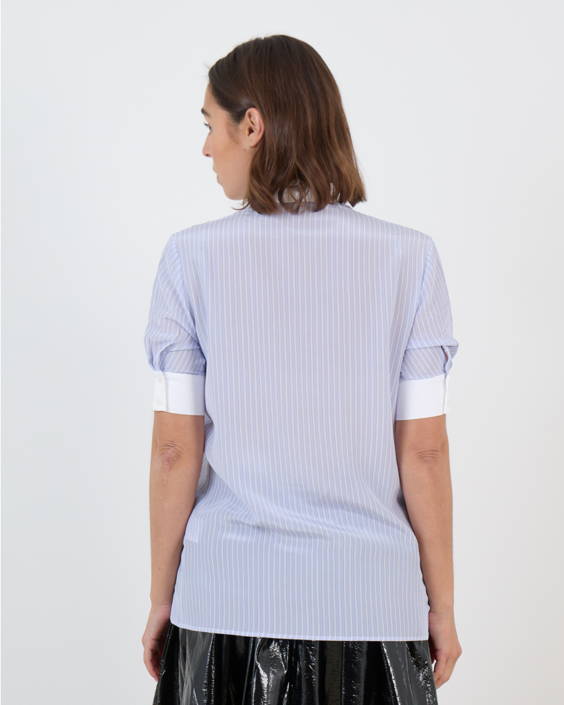 Brooklyn Blouse Short Sleeve Striped Blue