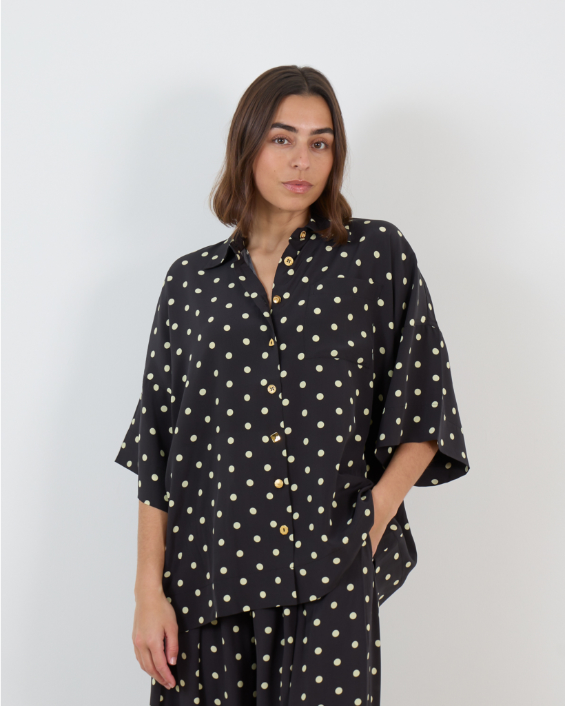 Zaoua Blouse Long Sleeve Black Dots
