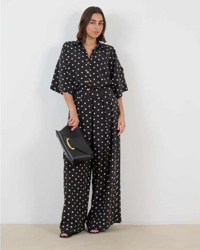 Zaoua Blouse Long Sleeve Black Dots