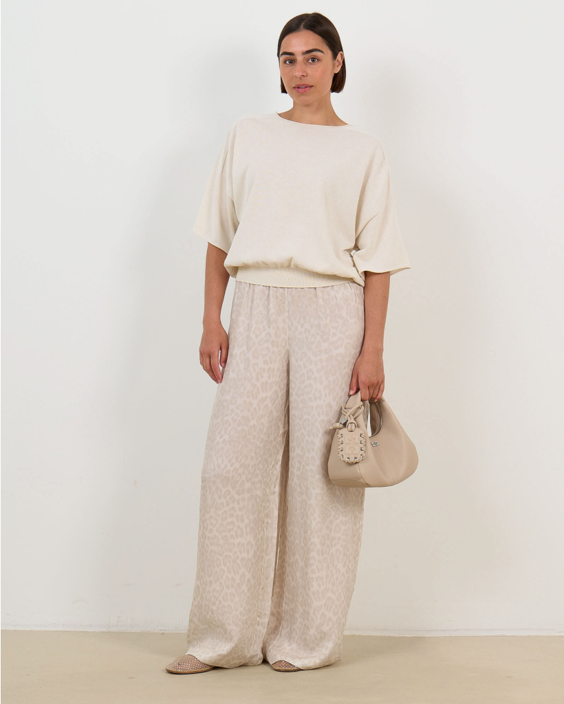 Roslyn Leopard Pants Washed White