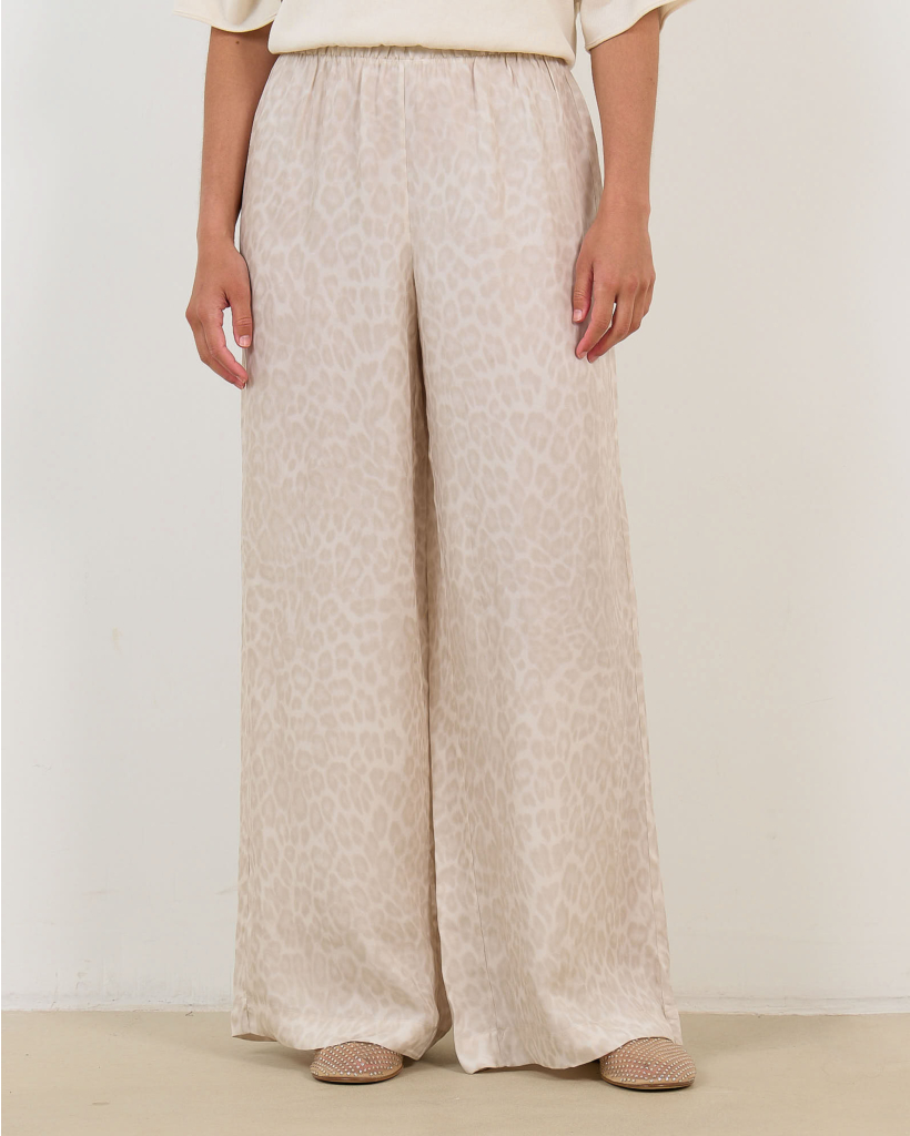 Roslyn Leopard Pants Washed White