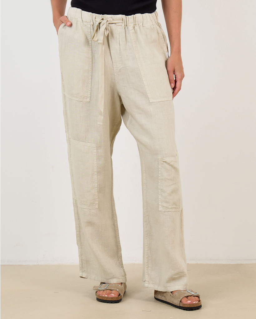 Linen Cargo with Slant Pockets and Jute Drawstring