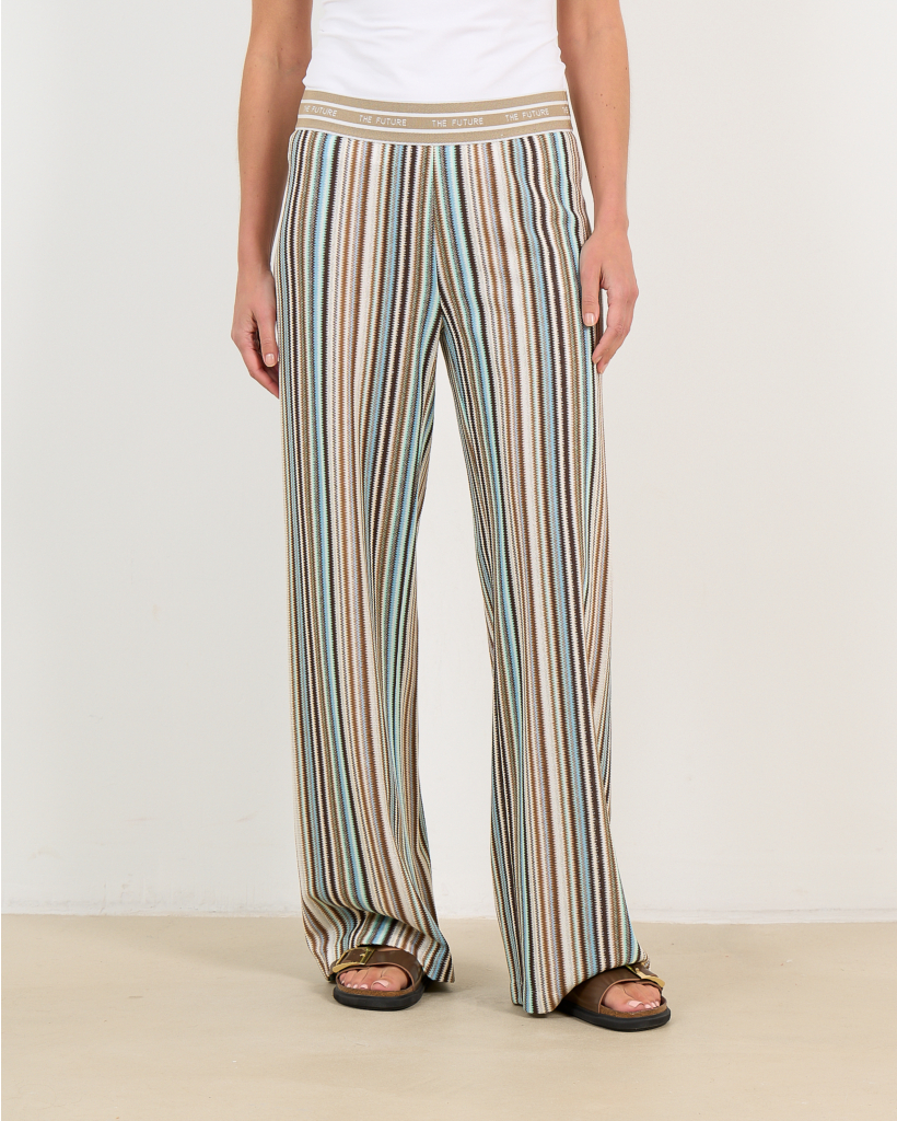 Allison Striped Pants Aqua/Coffee/Cream