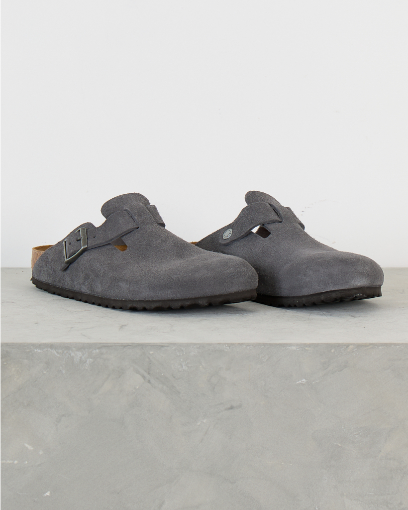Boston Suede Slip-Ons Charcoal