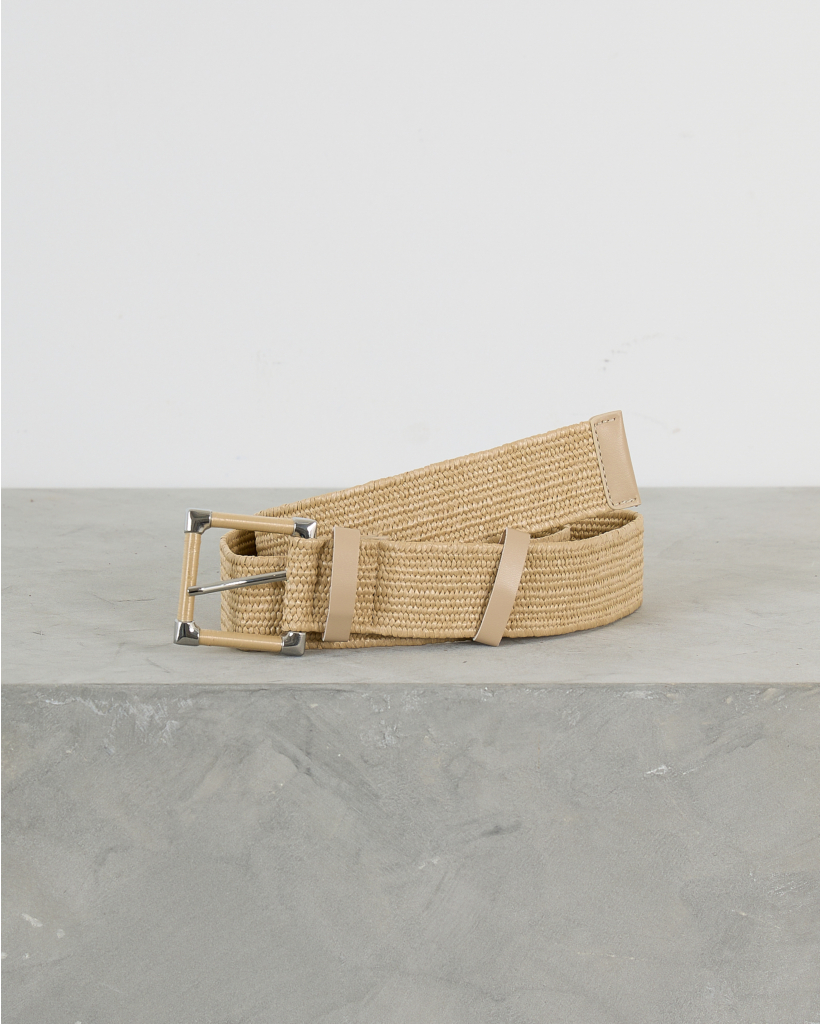 Bast Belt with Square Buckle Sand
