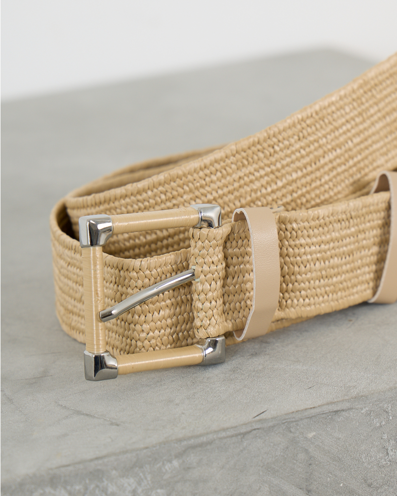Bast Belt with Square Buckle Sand