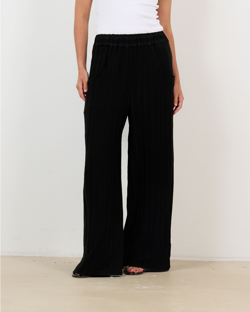 Ned Trousers with a Striped Pattern - Black