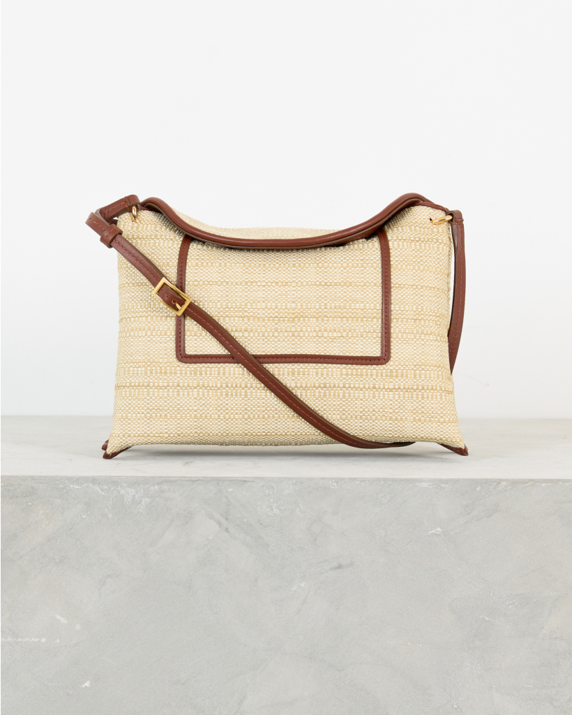 Penelope Slouch Bag in Beige Raffia