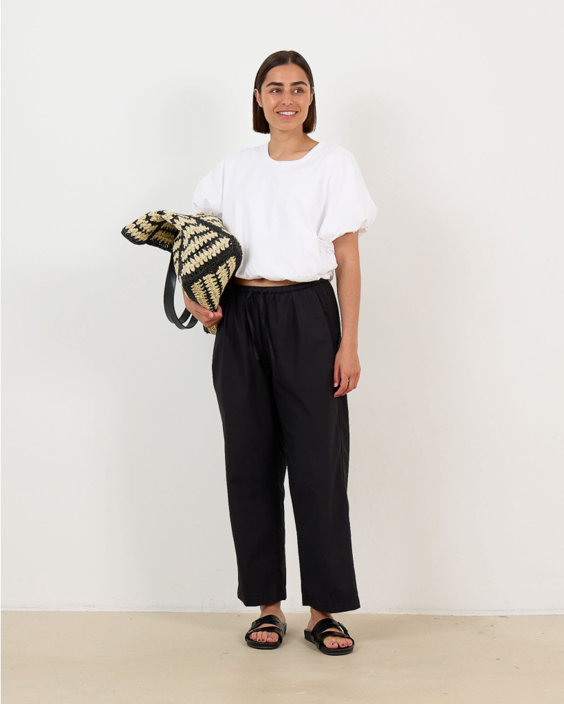 Gia Cropped Bubble Tee White