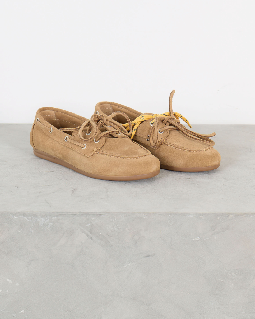 Beige Brushed Suede Boat Loafer