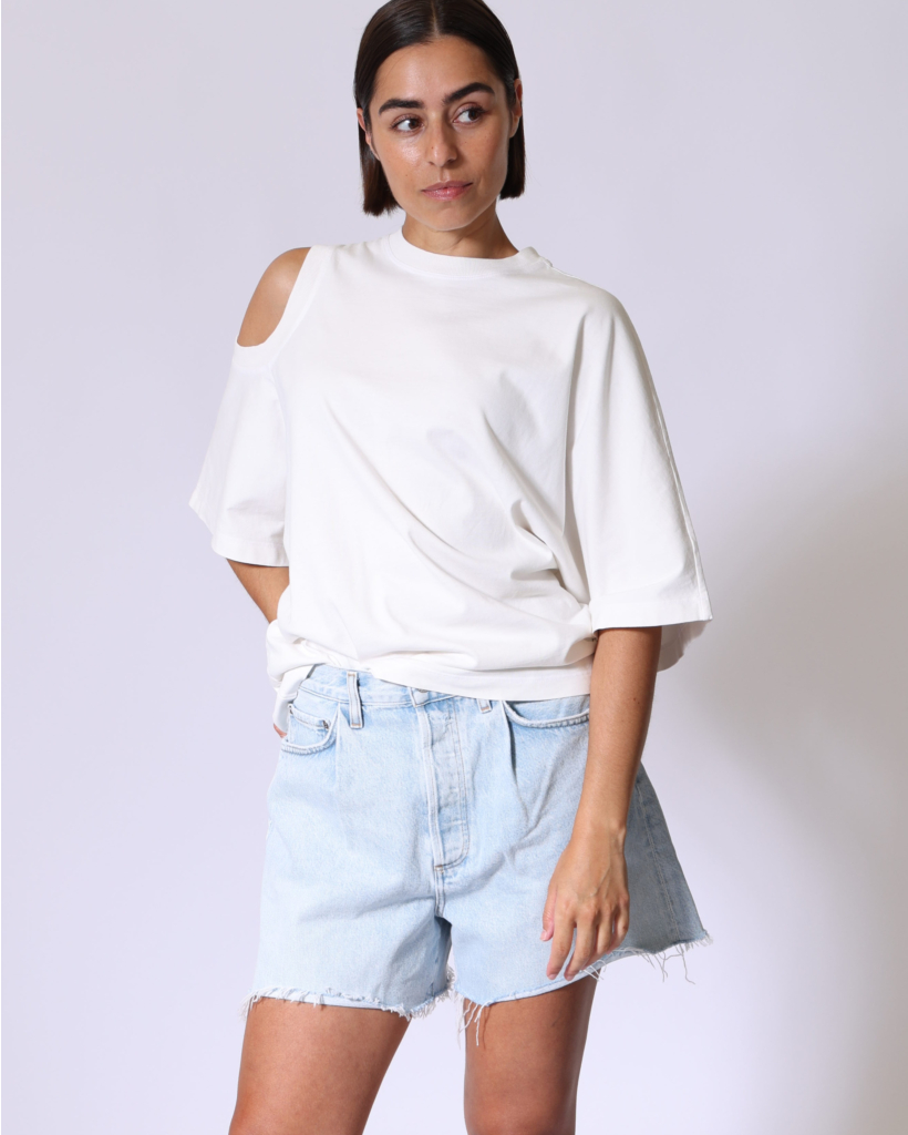 Shoulder Cut-Out T-shirt - White Ash
