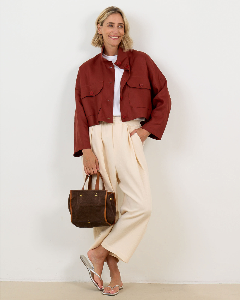 Kick Structured Pull-On Trousers Ecru