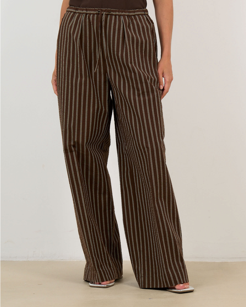 Wynston Striped Trousers Chocolate Brown