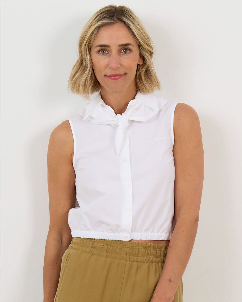 Tirtiel Sleeveless Blouse with Detachable Scarf White