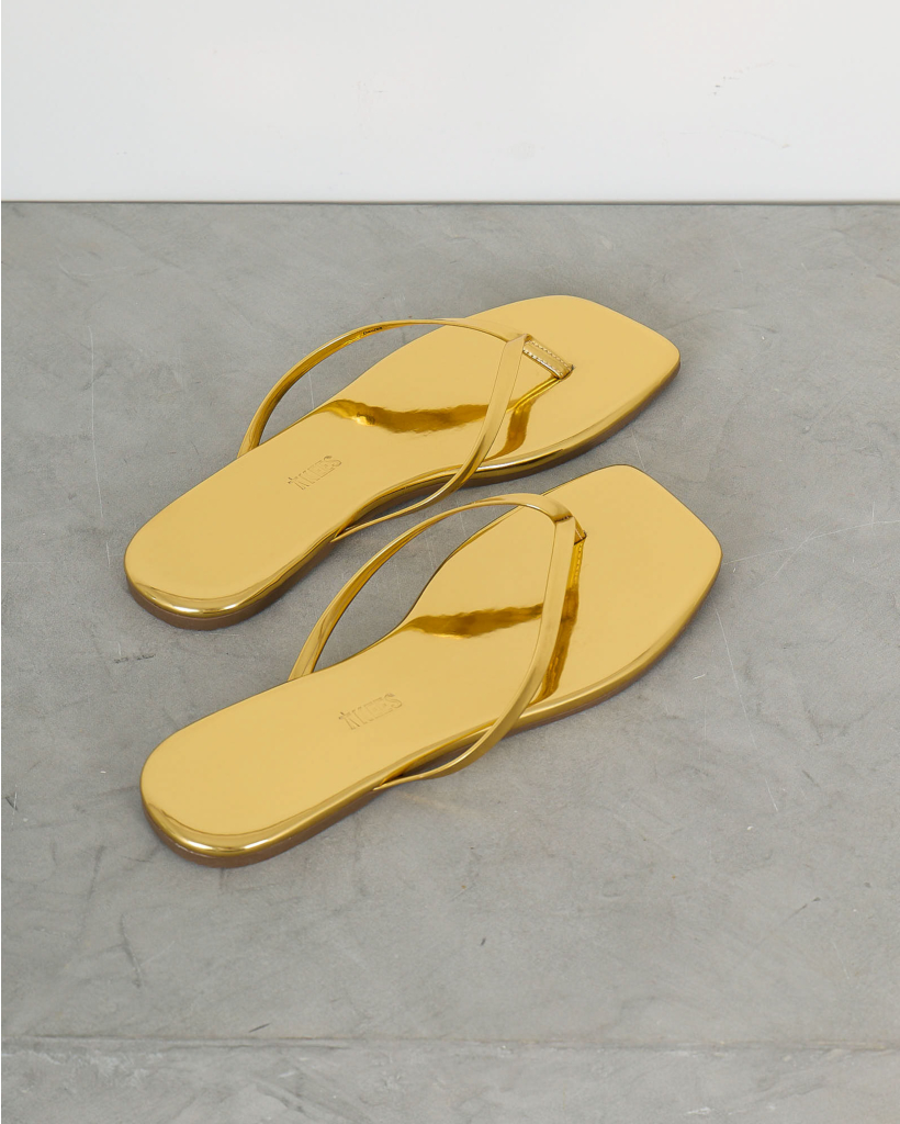 Square Toe Lily Mirror Slipper Gold