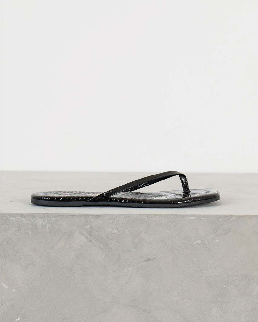Square Toe Lily Slipper Black Croco