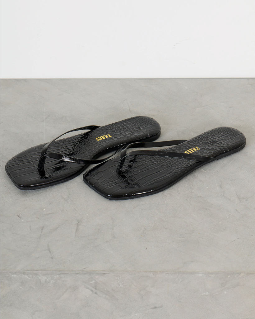 Square Toe Lily Slipper Black Croco