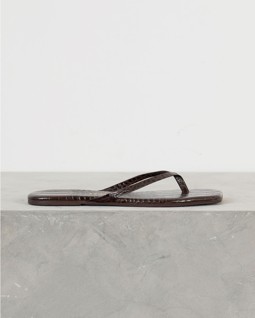 Square Toe Lily Slipper Dark Brown Croco